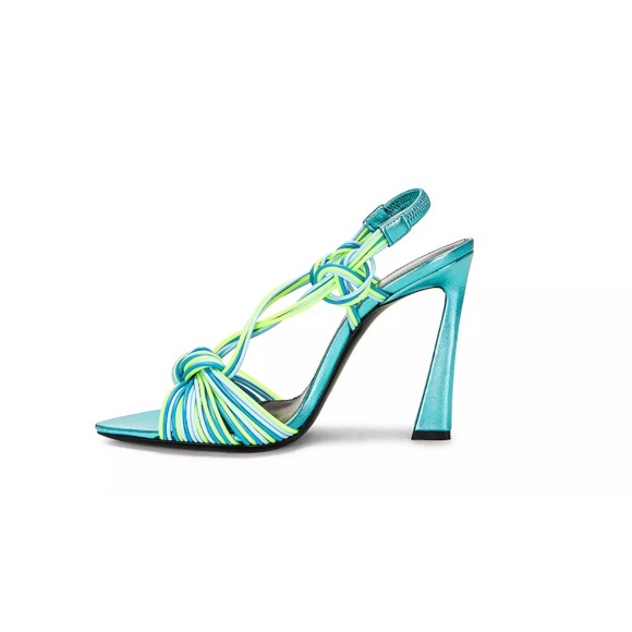 YSL Saint Laurent Gippy Multicolor Strappy Knot Patent Leather Sandal 39.5- 9 - Picture 4 of 11